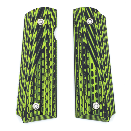 High-quality Grips made of CNC machined structural laminate - green/black -