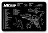 Neopren Unterlage für Reinigung und Wartung mit H&K USP Explosionszeichnung