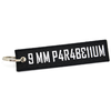 Keyring 9 MM PARABELLUM  --> coded to 9 MM P4R4BE11UM  :o)