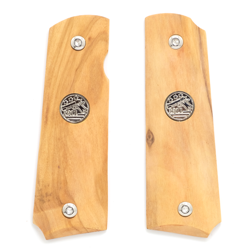 Grips with embedded silver metal pin: 1911 Stars & Stripes (Olive wood)