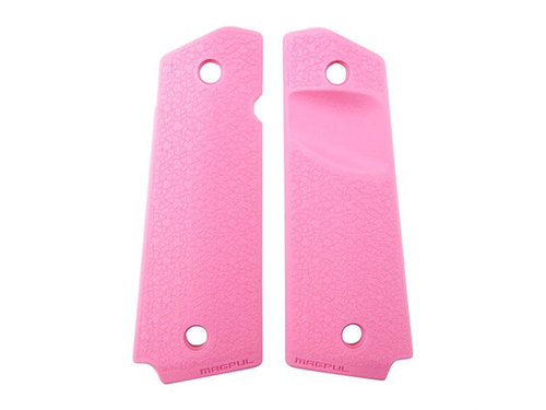 Grip panels with space for a relieved magazine ejection from MOE in pink